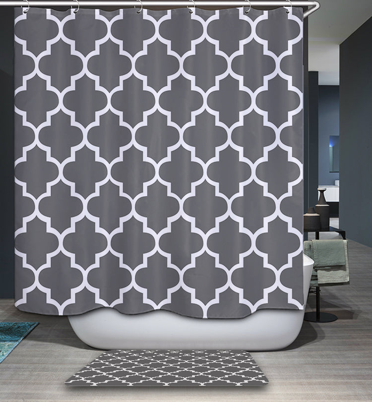Modernism Grey and White Geometric Shower Curtain