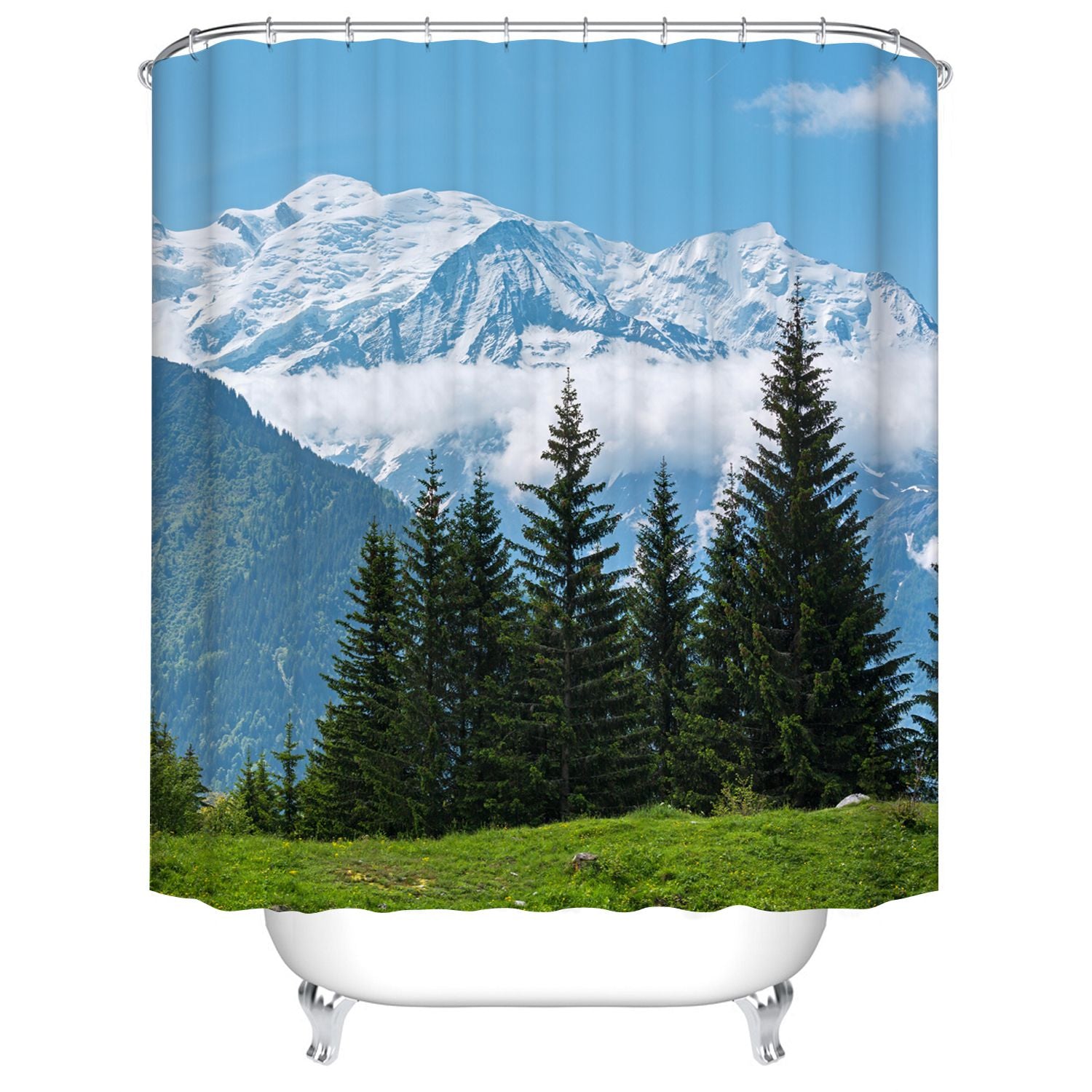 Mont Blanc Mountain Chamonix Valley Shower Curtain