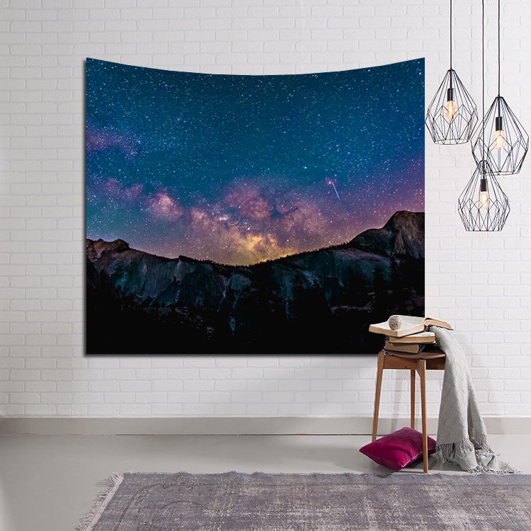 Mountain Sky Star Night Galaxy Tapestry