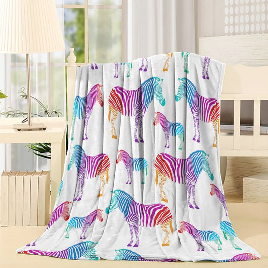 Multi Color Zebra Print Throw Blanket