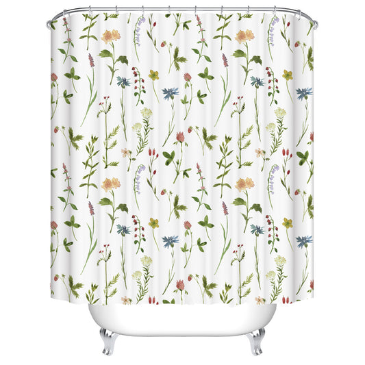 Multicolored Small Spring Flower Plant Laid Out Shower Curtain