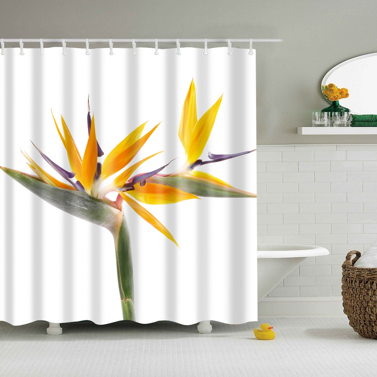 Natural Bamboo Blossom Shower Curtain