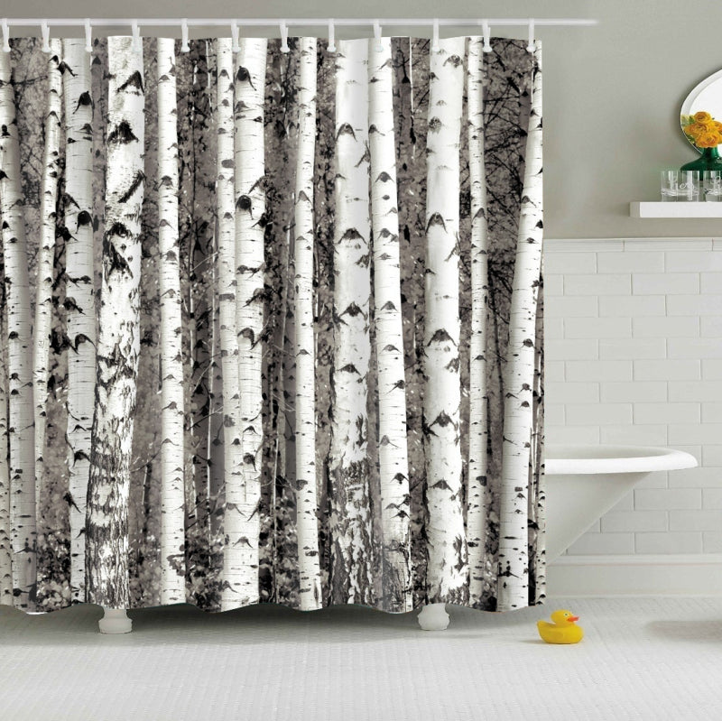 Nature Birch Forest Shower Curtain | GoJeek