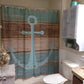 Rustic Deck Barn Door Print Nautical Retro Anchor Shower Curtain Set - 4 Pcs