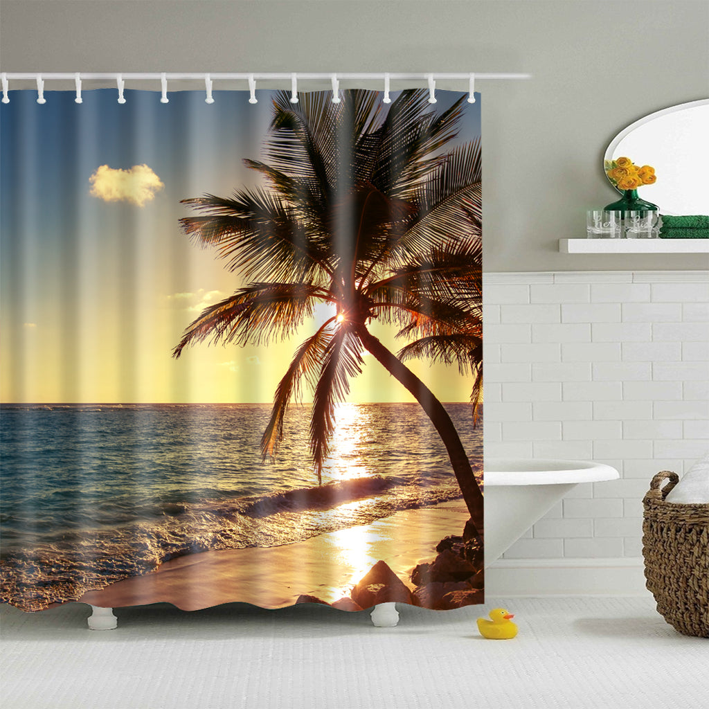 Nautical Sunset Palm Tree Shower Curtain