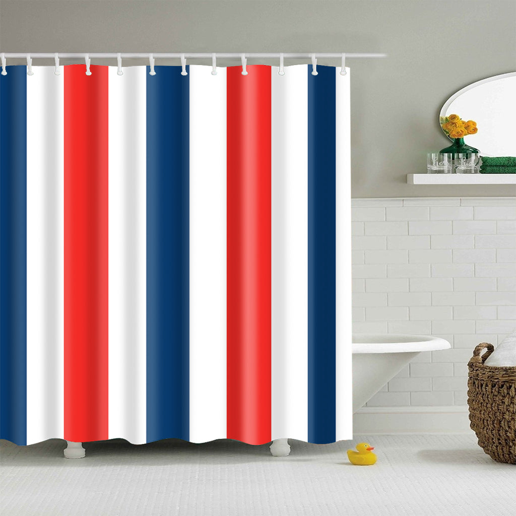 Striped Shower Curtain Navy Blue White