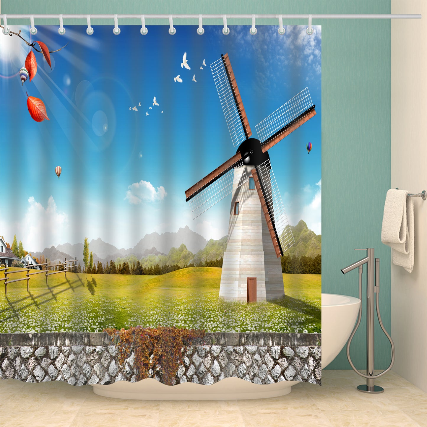 Netherlands Scenery Windmill Shower Curtain