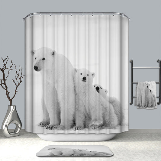 North Pole Polar Bear Family Shower Curtain
