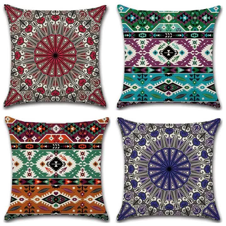 Bohemian Mandala Ethnic Throw Pillow Cover Set of 4