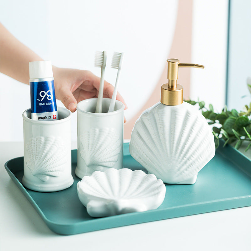 Nautical Bathroom Accessories Set - Starfish/Seashell