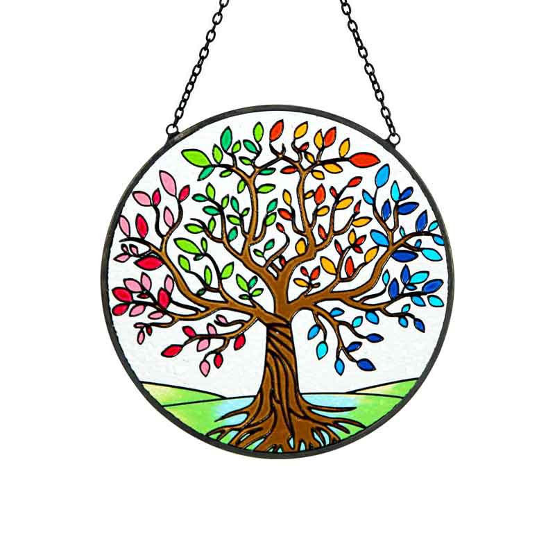 Tree of Life Stained Glass Window Suncatcher Hanging