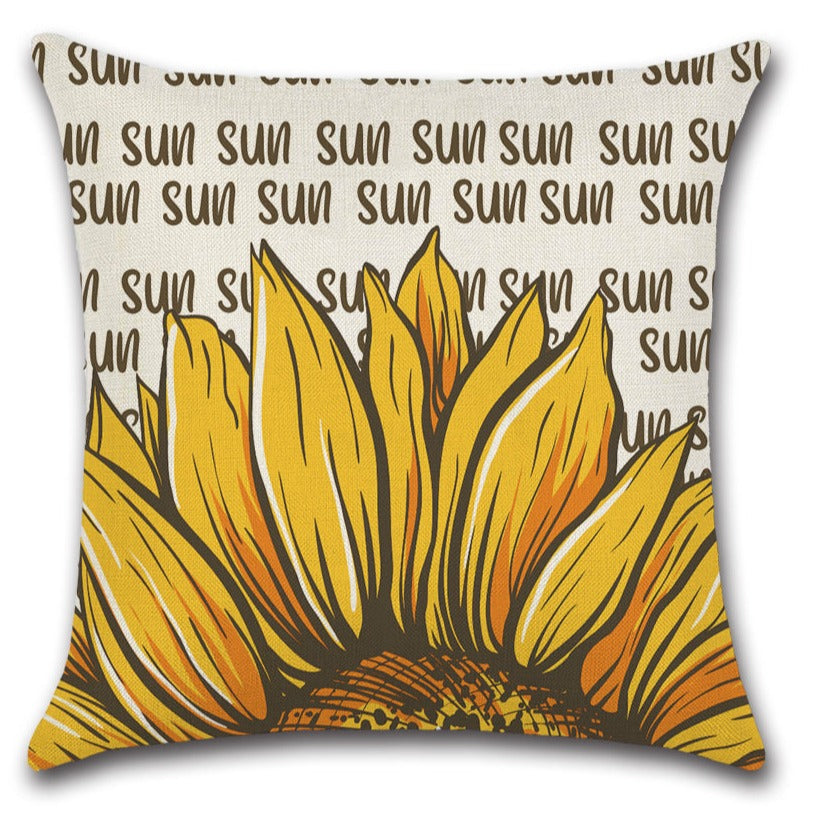 Sunflower - Summer Gnome Bee Throw Pillow Cover Set of 4