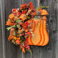 Fall Thanksgiving Big Yellow Pumpkin Grapevine Wreath