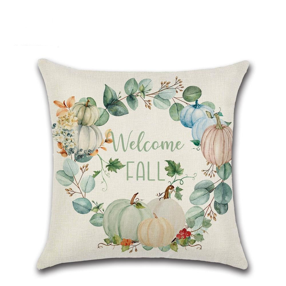 Watercolor Blue Pumpkin Throw Pillow Cover Set Autumn Fall Gnome Truck Thanksgiving Holiday