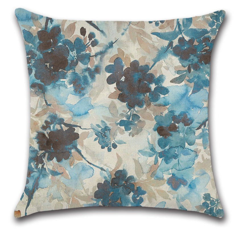 Blue Leaves Botanical Palm Leaves Blue Butterfly Throw Pillow Covers Set of 4