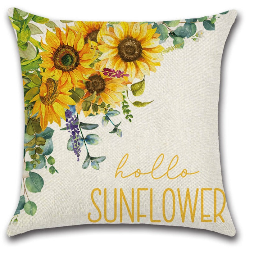 Sunflower - Rustic Garden Sunflower Throw Pillow Cover Set of 4