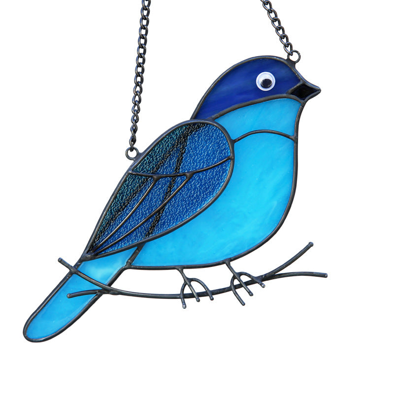 Blue Bird Stained Glass Suncatcher for Windows Hanging