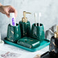 Marble Look Bathroom Accessories Set - Black/Green/White Color
