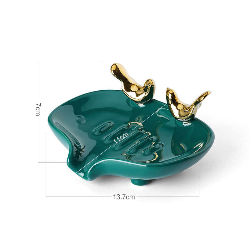 Romantic Couple Golden Bird Soap Dish