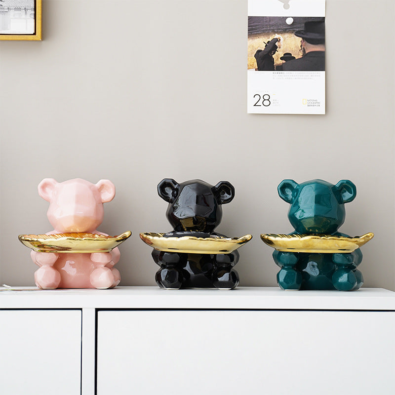 Bear Soap Dish Holder with Piggy Bank