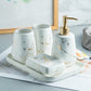 Marble Look Bathroom Accessories Set - Black/Green/White Color