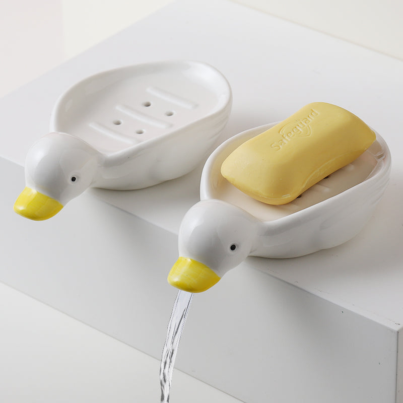 Cute Head Drain Duck Soap Dish