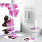 Zen Style Orchids and Stones Pond Shower Curtain Set - 4 Pcs