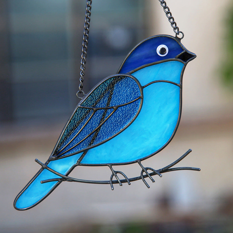 Blue Bird Stained Glass Suncatcher for Windows Hanging