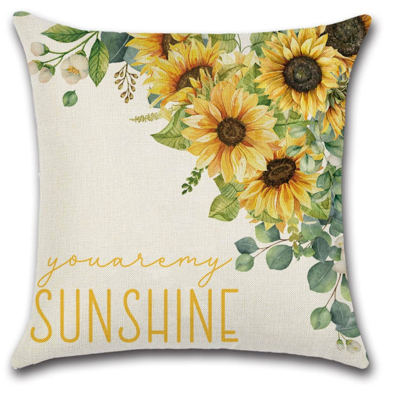 Sunshine - Rustic Garden Sunflower Throw Pillow Cover Set of 4