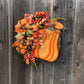 Fall Thanksgiving Big Yellow Pumpkin Grapevine Wreath
