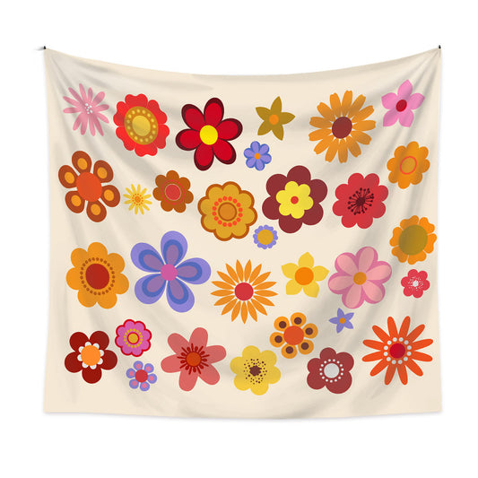 Cartoon Colorful Daisy Drawing Tapestry