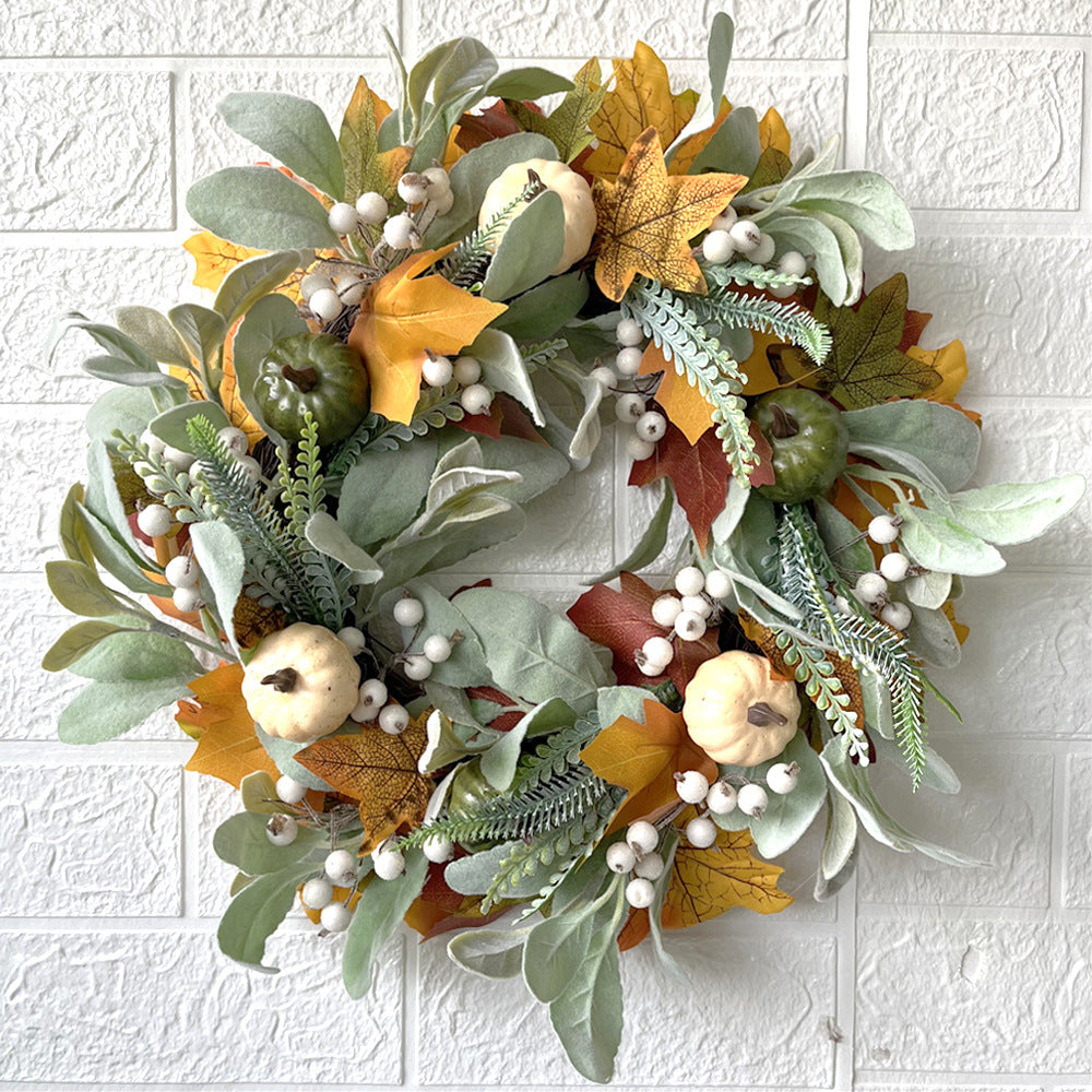 Maple Leaves with Pumpkin Harvest Wreath