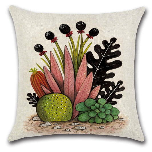 Vintage Succulent Cactus Plant Throw Pillow Covers Sets 0f 4