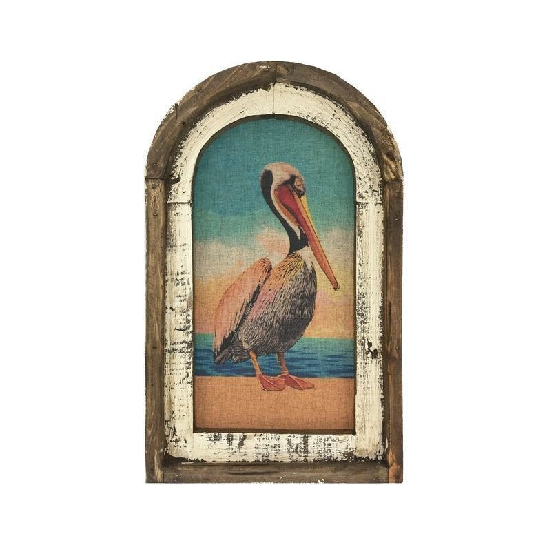 Pelican Bird Farmhouse Wooden Frame Wall Decor