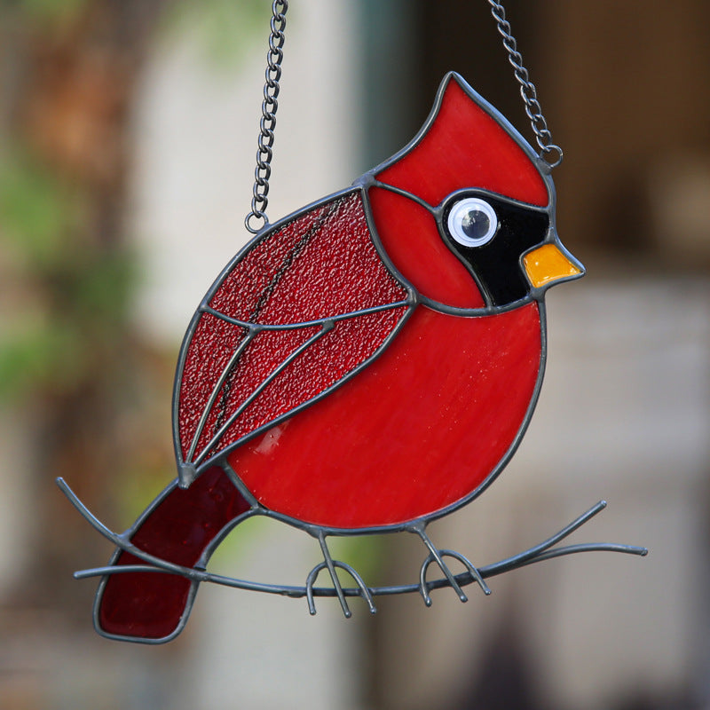 Cardinal Stained Glass Suncatcher for Windows Hanging