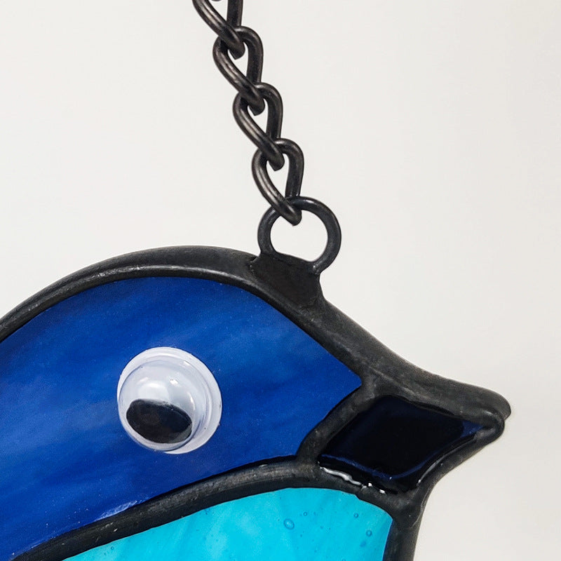 Blue Bird Stained Glass Suncatcher for Windows Hanging