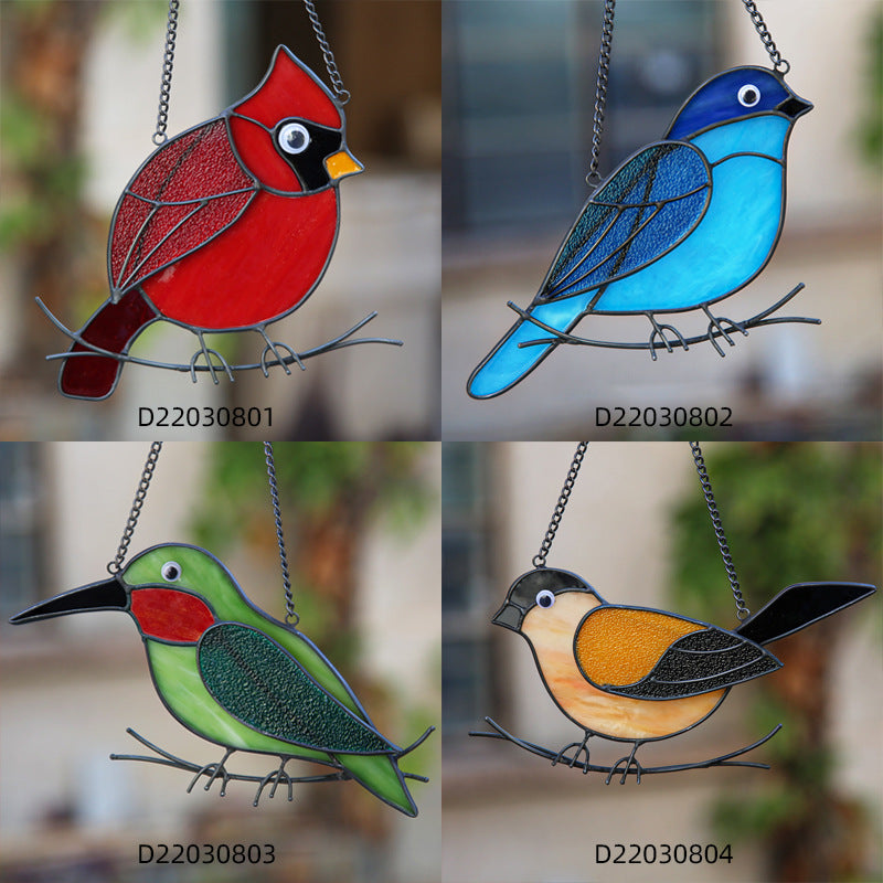 Blue Bird Stained Glass Suncatcher for Windows Hanging