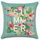 Summer - Tropical Leaves Flamingo Throw Pillow Cover Set of 4