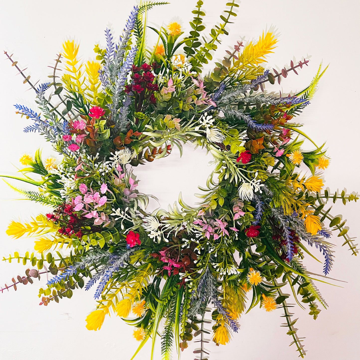 Spring Faux Floral Wildflower Wreath