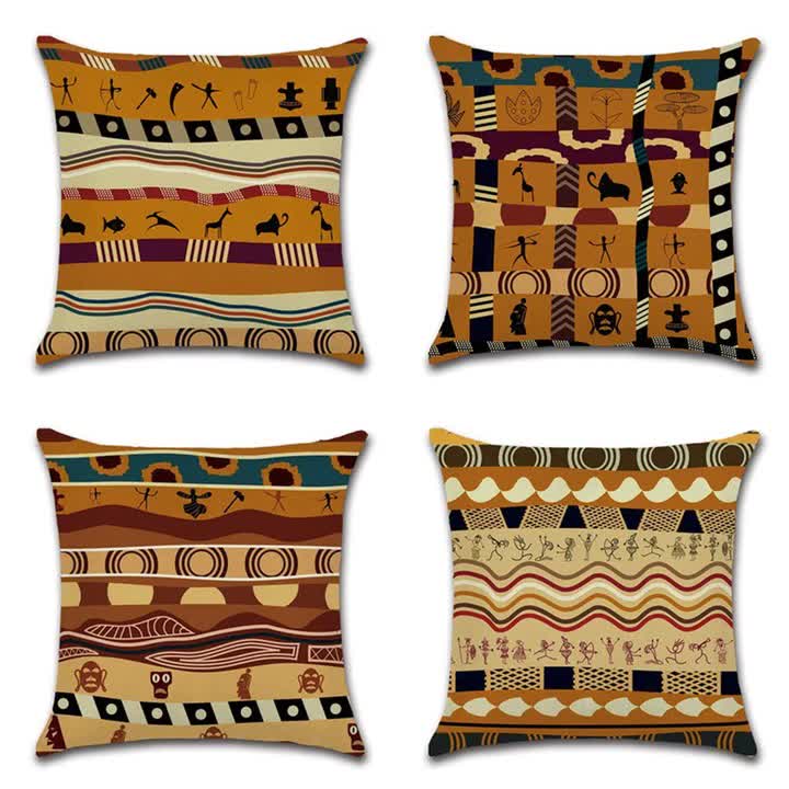 African Cultures Tribal Ethnic Throw Pillow Covers Sets of 4
