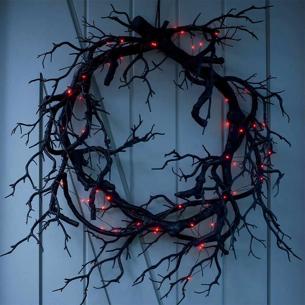 Halloween Haunted Tree Root Twigs Wreath with Light