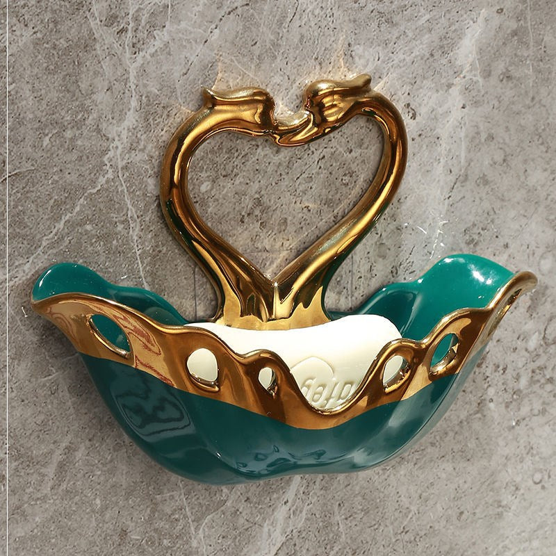 Wall Mounted Romantic Couple Swan Soap Dish