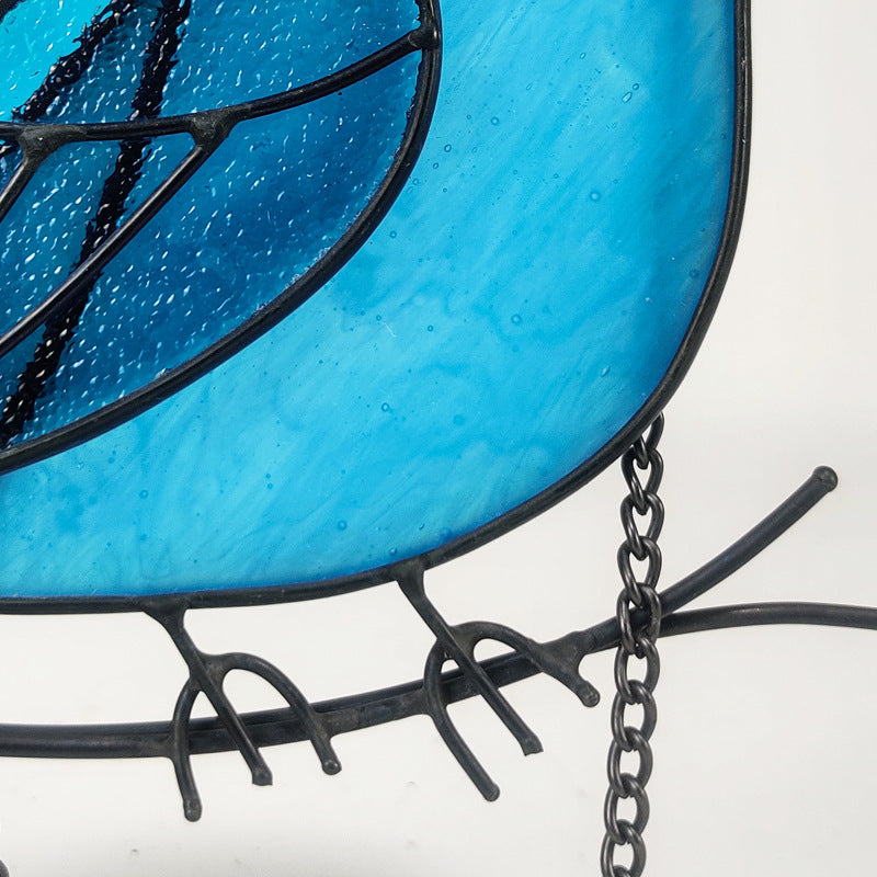 Blue Bird Stained Glass Suncatcher for Windows Hanging