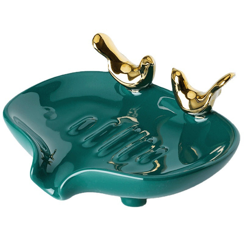 Romantic Couple Golden Bird Soap Dish