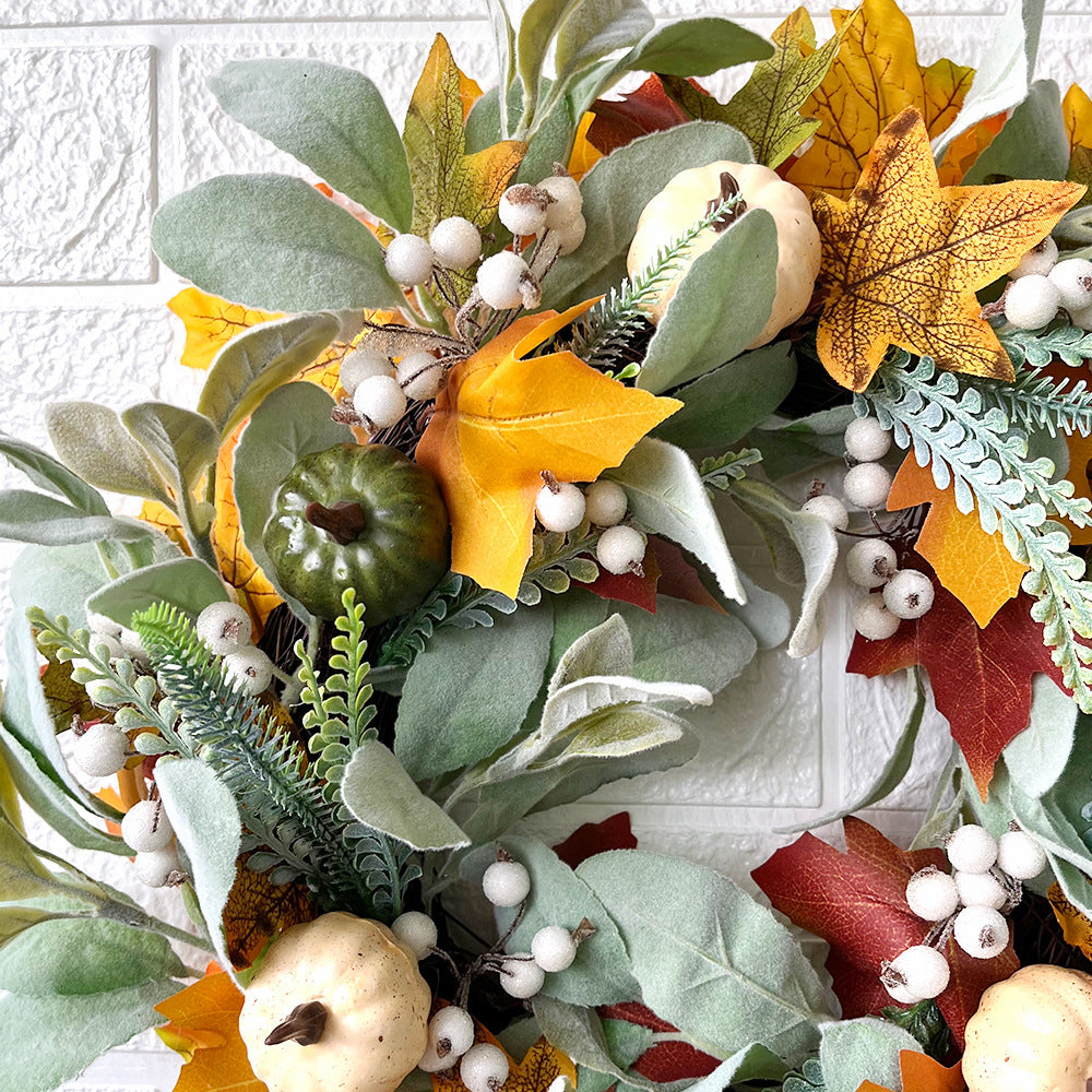 Maple Leaves with Pumpkin Harvest Wreath