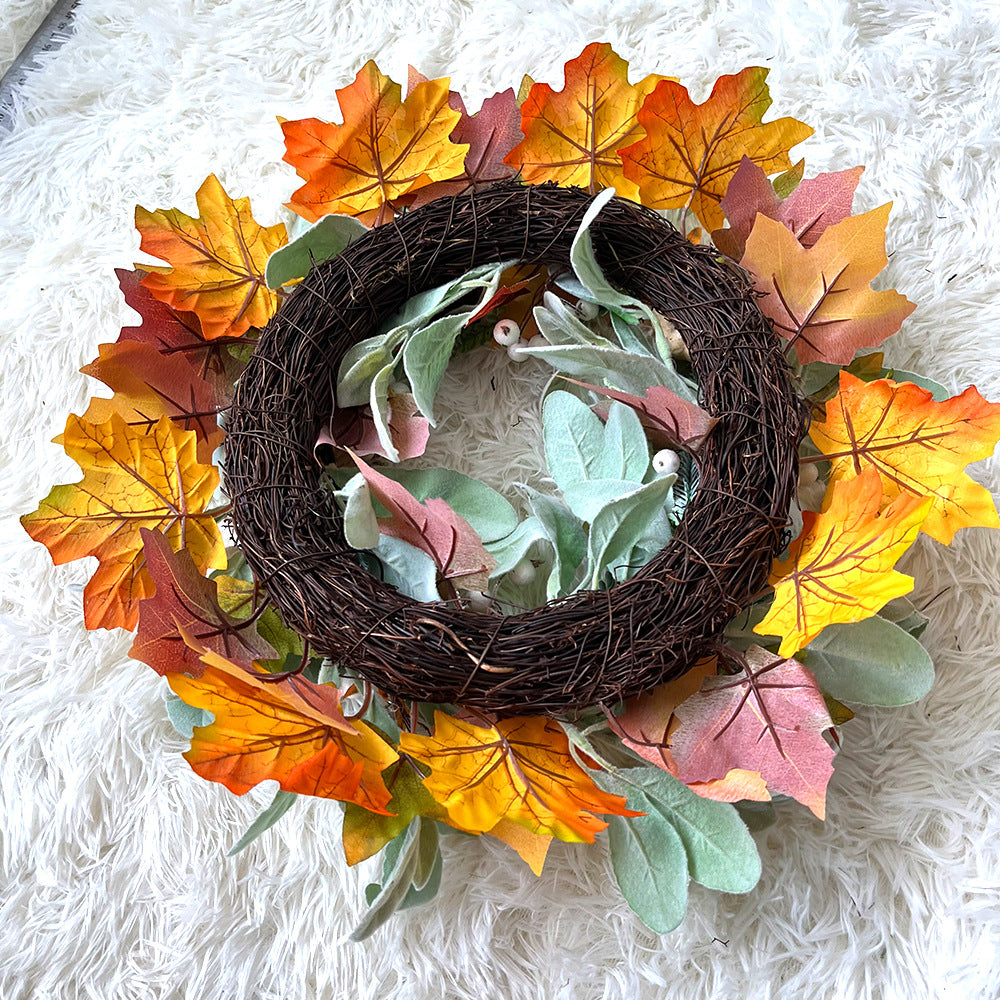 Maple Leaves with Pumpkin Harvest Wreath