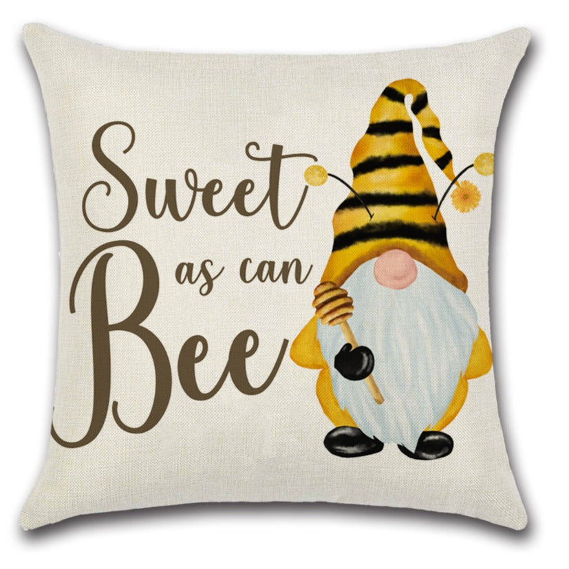 Gnome - Summer Gnome Bee Throw Pillow Cover Set of 4