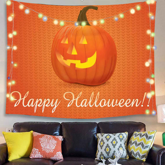 Welcome To Halloween Party Spooky Pumpkin Tapestry