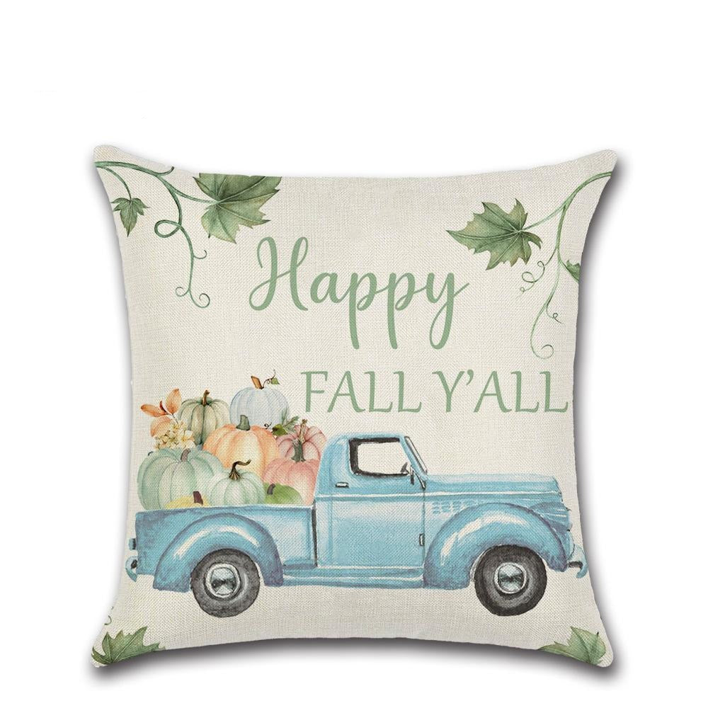 Watercolor Blue Pumpkin Throw Pillow Cover Set Autumn Fall Gnome Truck Thanksgiving Holiday