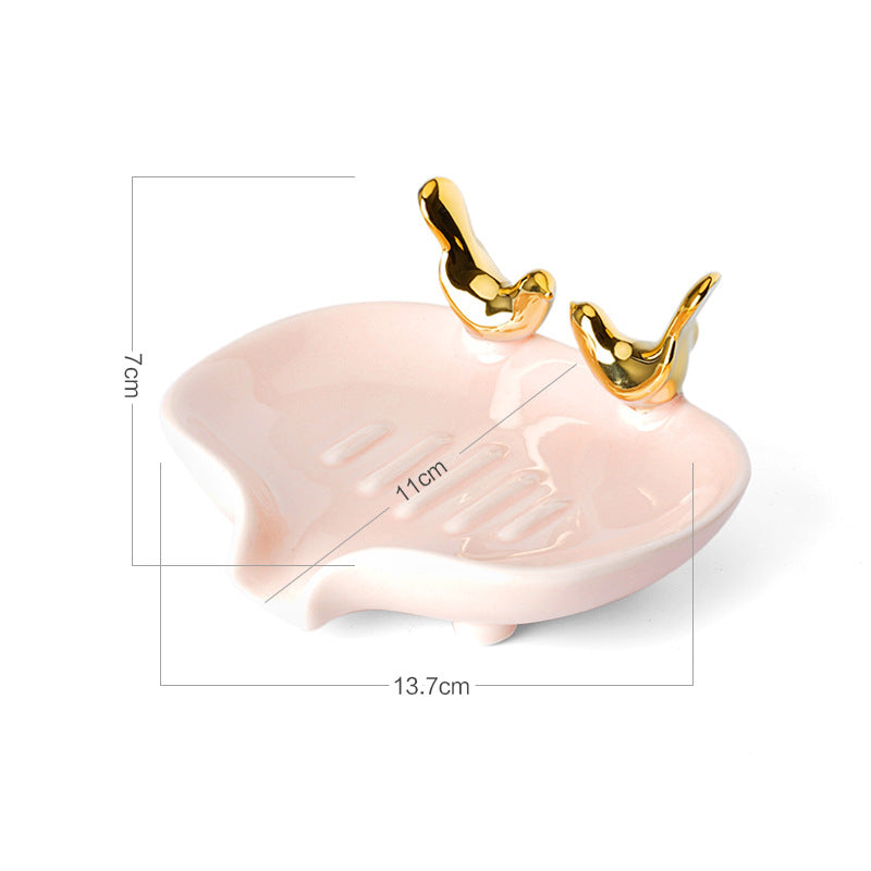 Romantic Couple Golden Bird Soap Dish